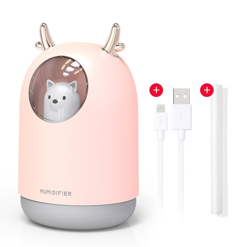 New Humidifier Cute Pet Mini Household Small Moisturizing Aromatherapy Car Creativity Air Bear USB Humidifier LED Mist Maker